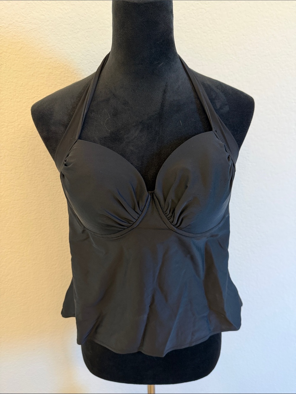Merona Black Halter Swim Tankini Top with Built-In Cups